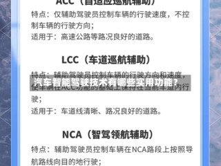 汽车智能驾驶技术有哪些实用功能？