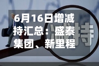 6月16日增减持汇总：盛泰集团、新里程披露增持情况	，播恩集团等4股拟减持（表）-第1张图片